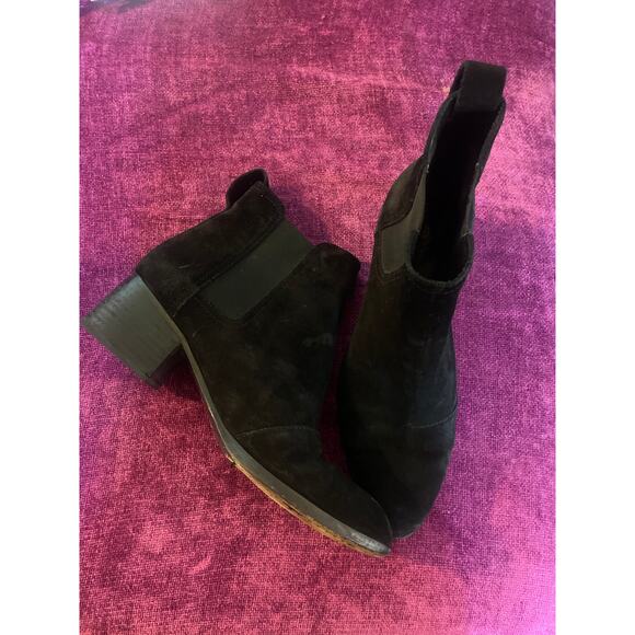 RAG & BONE Joni Suede Chelsea Ankle Boots Chunky Block Heel Size 39 9 Black Shoe - Picture 2 of 6